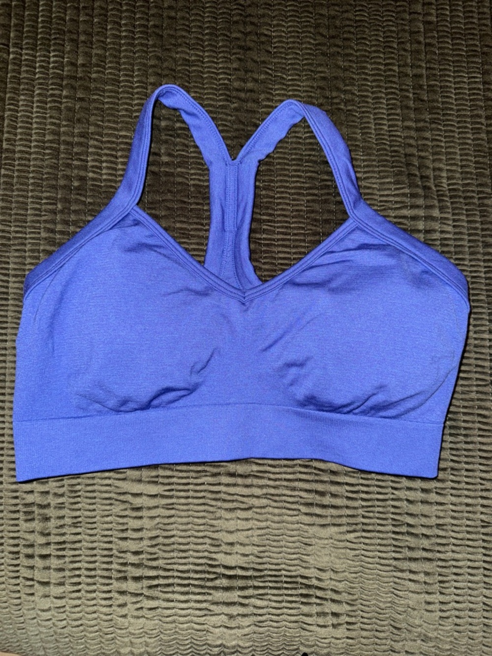 Two Paragon Seamless Purple blue Racerback Sports Bra and light blue sports bra